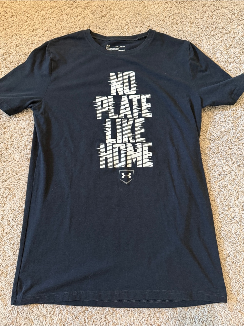 Under Armour Kids Black Tee with White 'No Plate Like Home' Graphic